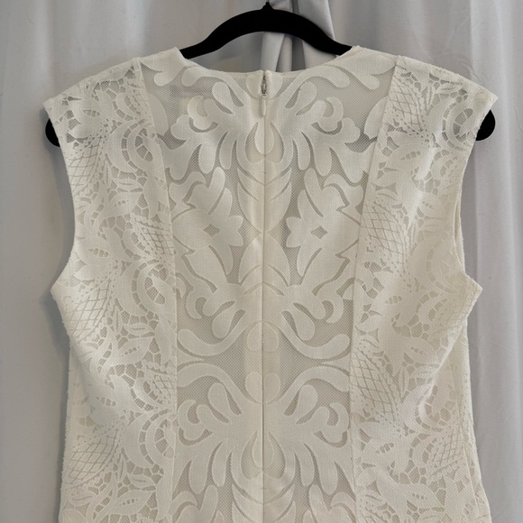 BCBG Max Azria Isabel White Lace Peplum Dress Sleeveless Women’s 4 Formal - Picture 8 of 11